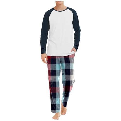 Ensemble de salon deux pièces homewear avec haut manches raglan et pantalon à carreaux