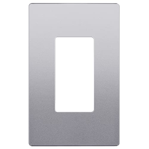 Image of LIDER Decorator Switch Cover, Screwless Wall Plate, Mid-Size 1-Gang 4.88 inch x 3.11 inch, LSWP-31M-SV, UL Listed, Thermoplastic, Matte Silver, 1-Pack