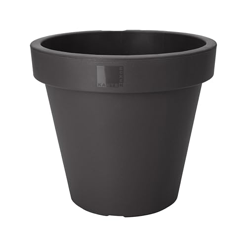 Koopman International Lot de 2 grands pots de fleurs pour extérieur, 40 cm, légers, faciles à déplacer, avec trous de drainage, en plastique durable, 100 % recyclables (noir)