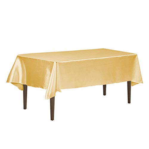 LinenTablecloth 60 x 126-Inch Rectangular Satin Tablecloth Gold