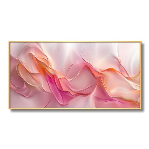 Lumwif Abstract Pink Wall Art Fluid Canvas Print Blush Waves