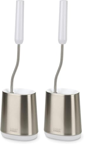 Image of Joseph Joseph Flex Lite Stainless Steel Toilet Brush, Pack of 2, White
