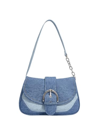 Verdusa Women's Flap Shoulder Bags Denim Handbags Underarm Satchel Handbag