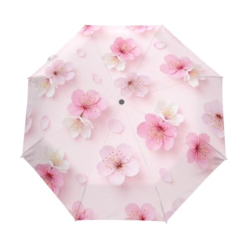 Parapluie compact fleurs de cerisier automatique et pliable pour le sac