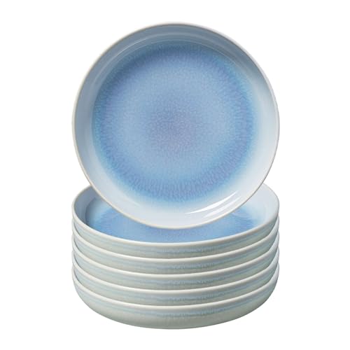 Villeroy & Boch like. by Crafted Blueberry Suppenteller 6er Set, 22 cm, Tiefer Teller mit Reaktivglasur, Premium Porzellan, Türkis, 19-5169-2700