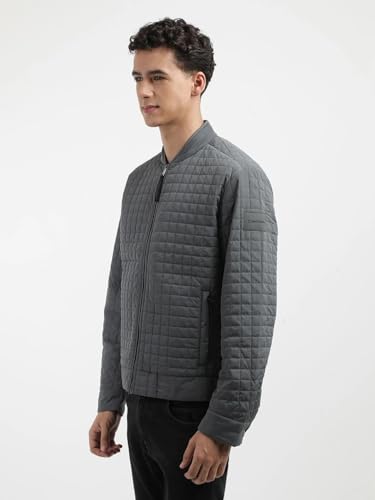 Image of Quilted Regular Fit Polyester Jacket