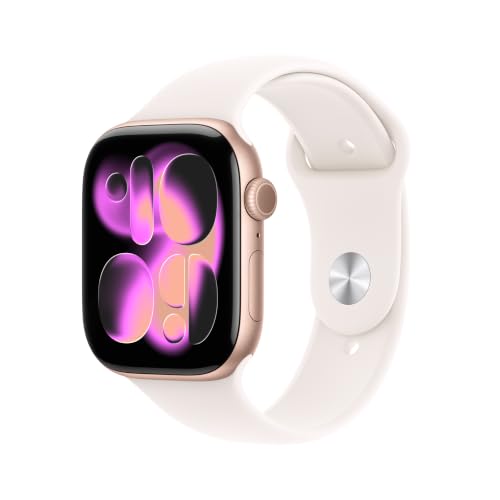 Image of Apple Watch Series 11 [GPS + Cellular 46mm] Smartwatch with Rose Gold Aluminum Case w Light Blush Sport Band - M /L. Sleep Score, Fitness Tracker, Health Monitoring, Always-On Display, Water Resistant