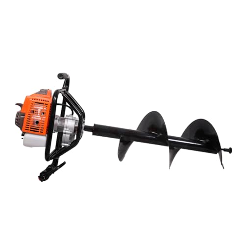Image of Earth Auger with Powerful 68cc 2 Stroke Petrol Engine and Heavy Duty Double Spiral Planters of 8 Inch size for Digging Holes, Plantation & Fencing on Farms. FREE 2T OIL.