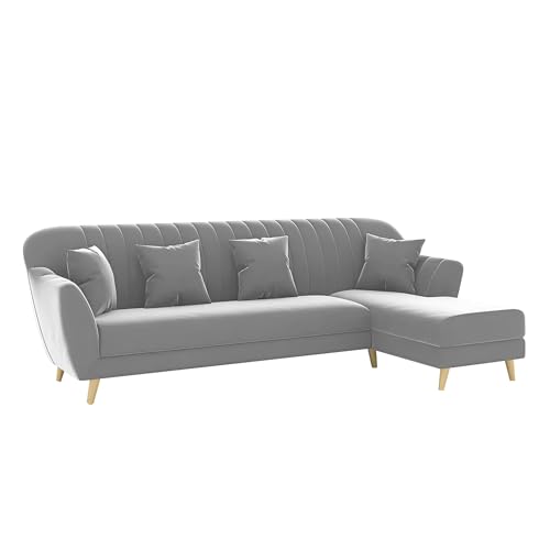Image of Atticus RHS 6 Seater L Shape Sofa Set for Living Room (Grey Fabric) Premium Fabric Sofa Set