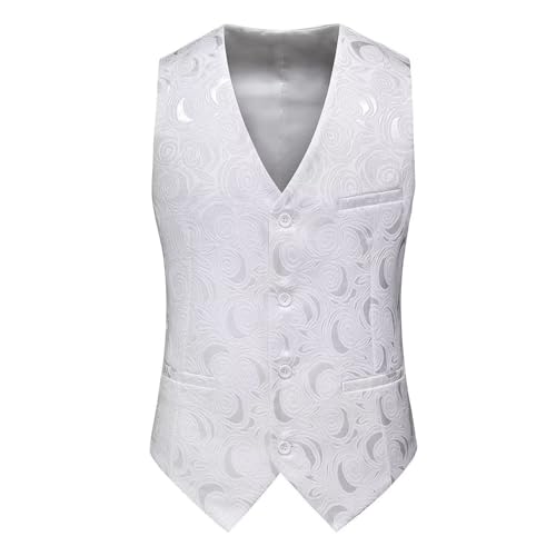 Men's 2 Pieces Jacquard Suit Elegant Solid One Button Slim Fit Single Breasted Party Vest Pants Set2