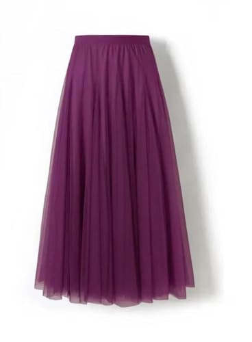 Women's Elastic Mesh Tutu Skirt High Waist Pleated Long Tulle Beach Spring Summer3