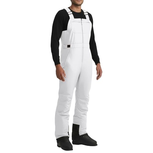 Pantalon ski homme coupe-vent salopette neige chaude couleur unie