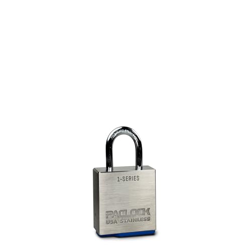 Image of PACLOCK's 1-Series Padlock, Standard Rekeyable (SR), 1 /4 inch Diameter Hard. Stainless Steel Shackle, 1-3 /16 inch Tall, Keyed Different, Stainless Steel