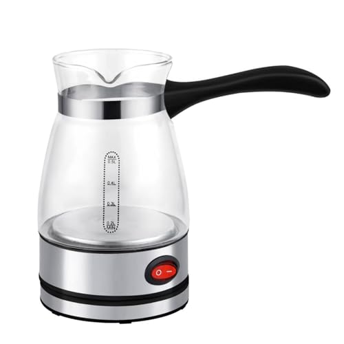 Image of Modern Electric Glass Turkish Coffee Maker (0.5 Liter) - Heat-Resistant Borosilicate Glass Cezve with LED Indicator & Ergonomic Handle, Premium 600W Coffee Machine for Daily Use