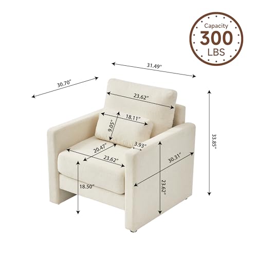 Sillón Plegable Chenille Beige miniatura 2