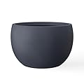 Kante 19.9" Dia Round Concrete Planter, Outdoor/Indoor Large Bowl Plant Pots with Drainage Hole and Rubber Plug for Garden Patio Balcony Home, Charcoal
