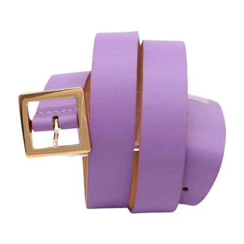 Women Skinny Classy Fashion Belt Hip High Waist Gold Metal Square Buckle Size S M Lavender z065