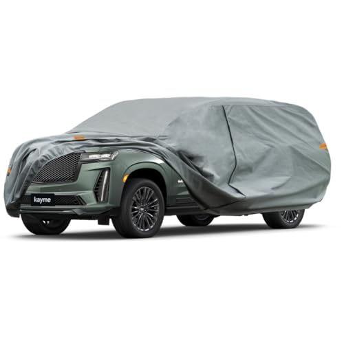 Image of Kayme Heavy Duty SUV Car Cover Custom Fit Cadillac Escalade ESV IQL IQ EXT LWB Waterproof All Weather for Automobiles, Full Exterior Covers Sun Rain UV Protection.（Deliver About 3-10 Days）