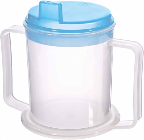 LIFE Healthcare Adult Drinking Cup for Elderly – 300ml Non Spill Cups – Dishwasher Safe Non-BPA Plastic Two Handled Cup for Elderly – Plastic Beakers for Adults, Disability People