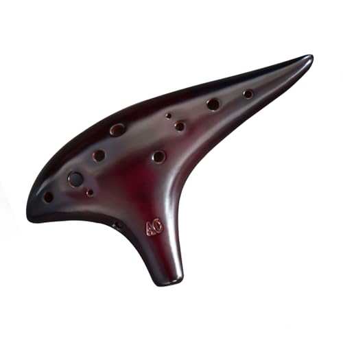 Image of inchOcean Notes inch 12 Hole Sweet Potato Ocarina Graceful Shape Pottery Ocarina in Alto C (Smoked Coffee)