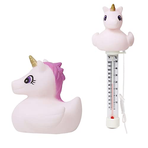 Image of XY-WQ Floating Pool Thermometer, Large Size Easy Read for Water Temperature with String for Outdoor and Indoor Swimming Pools and Spas (Unicorn)