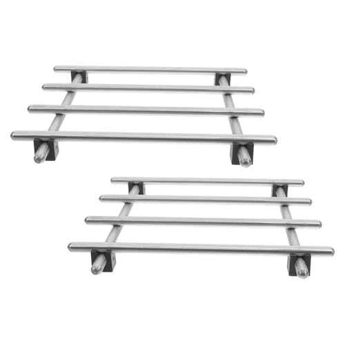 FUOYLOO Salvamanteles de Acero Inoxidable 18X18 CM, 2 Piezas Patas de Goma, Almohadilla Aislante para Platos Calientes, Uso en Cocina y Mesa de Comedor