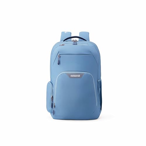 Image of American Tourister Brett 4.0 | 32.5 Ltrs | 2 Compartments | Bottle Pocket | Ergonomic Padded Back Panel & Shoulder Straps | Laptop Backpack | 1 Year International Warranty | Blue Lead