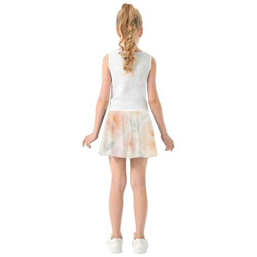 Watercolor Flowers Pastel Colors Athletic Shorts Girls Skorts Toddler Tennis Skirts Purple Girl Skort 3t4