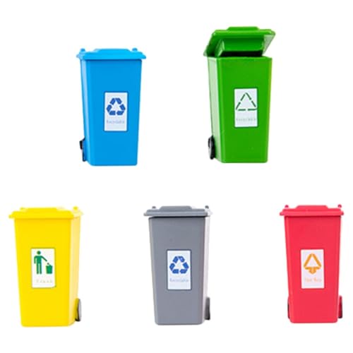 MALUGOGO 5個 ミニチュアゴミ箱 建築模型用砂場シーン装飾 ミニハウス用写真小道具 インテリア飾り 微景観素材