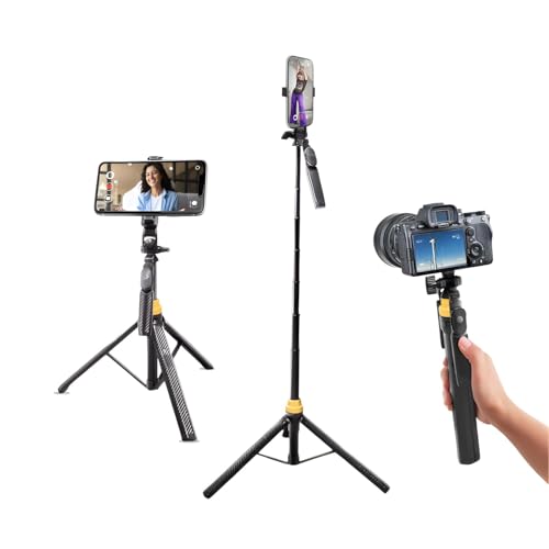 Image of DIGITEK (DTR-555 SS) 5.57ft Foldable Tripod Selfie Stick for Smartphones & Gopro Action Cameras, 360 Rotation, 3-Leg Base, 2Kg Load, 10m Wireless Remote, 7 Section Adjustable, for Selfie & Vloggers