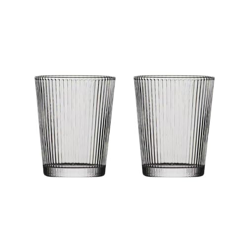 Pestrema Japanese vertical pattern glass, cocktail glass, juice glass, household water glass. (Transparent & Short)
