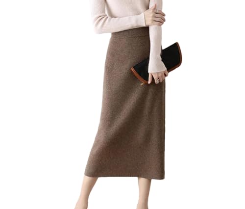 Women's Wool Knitted Versatile Solid Color Butt Hugging Straight Tube Skirt