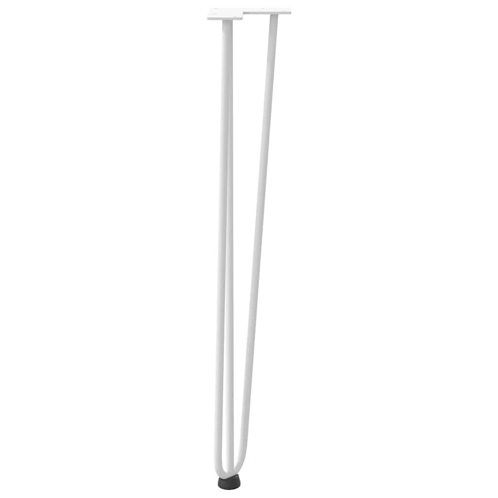 Modernas patas de mesa con nivelación de pies ajustables y agujeros pretaladrados: 4 patas de horquilla con recubrimiento en polvo para mesa de centro de acero macizo en color blanco, 72 cm