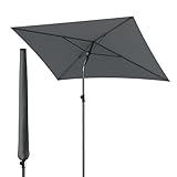 Menz Sonnenschirm Balkon Anthrazit, inkl. Sonnenschirmhülle - UPF 50+ Sonnenschirm rechteckig 190 x 125 cm für Sonnenschutz auf Balkon und Terrasse, Balkonschirm rechteckig stabil, mit Knickfunktion