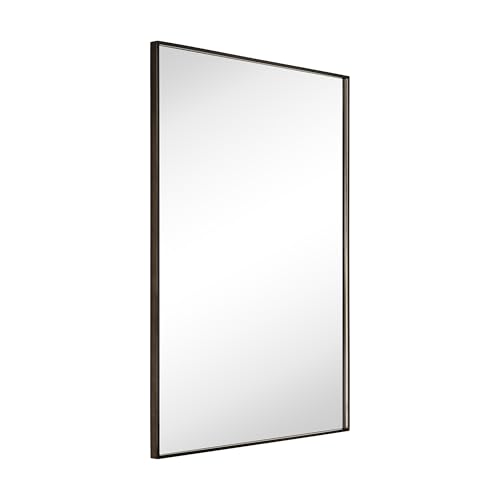 Image of TEHOME Oil Rubbed Bronze Bathroom Vanity Mirror with Squared Corners, 20x28'' Dark Bronze Rectangle Stainless Steel Metal Framed Mirror for Bathroom