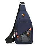 Mochila tiracolo de ombro, mochila esportiva leve para caminhadas, bolsa de ombro com bolso frontal camuflado, Azul, Large, Azul