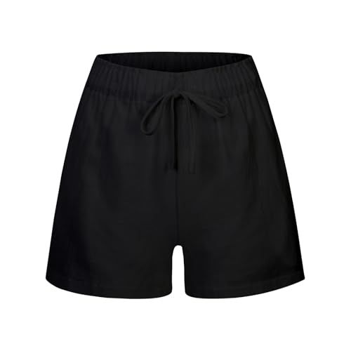 Girls Bermuda Shorts Knee Length Summer Casual Cotton Linen Shorts Lightweight Elastic Waist Drawstring Short Pants4