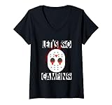 Photo Gallery funny horror halloween let s go camping maglietta con collo a v Photo Gallery funny horror halloween let s go camping maglietta con collo a v