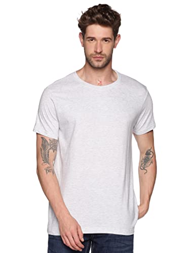 Image of Solid Men Round Neck White T-Shirt