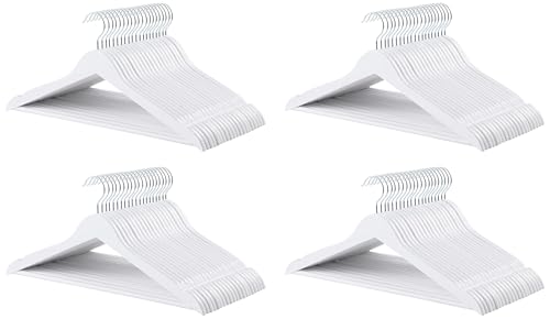 Image of Amazon Basics Durable Wooden Clothes Hangers,White,(Pack of 80)