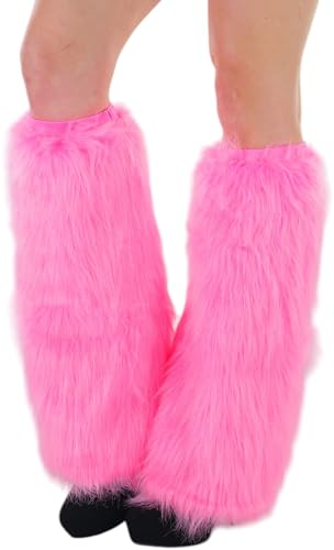 Image of ToBeInStyle Women's Faux Vibrant Fur Retro Daring 60' Inspired Ravewear Knee High Leg Warmers