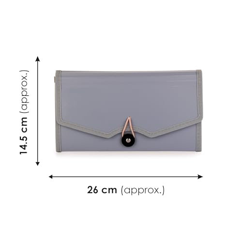 Image of Polen Men Polypropylene Expanding Cheque Book Holder Case, 13 Pocket Multi Passbook Holder /Bill Folder /Passport /Memo Cards /Cash Storage Pouch Organizer with Elastic Swing .(Radiant Grey)