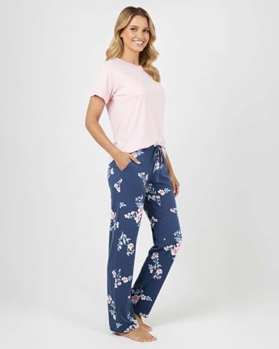 Image of Real Essentials 2 Pack: Women's Comfy Pajama Sets - Short Sleeve Ladies Loungewear Sleepwear PJs (Available In Plus)