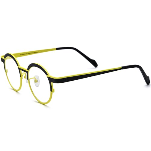 Image of FONEX Colorful Pure Titanium Glasses Frame Women Retro Round Eyeglasses