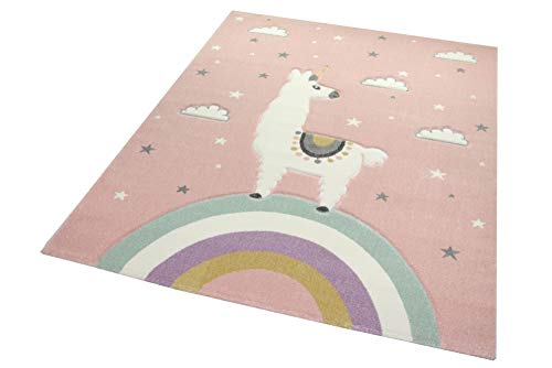 CARPETIA Tapijt kinderkamer meisjes kindertapijt Lama eenhoorn roze maat 160x230 cm - Afbeelding 3