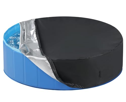 Pecute Cubierta de Piscina Redonda,Fundas para Piscinas Plegable,PVC Pool Cover Antideslizantes y Resistentes al Desgaste Adecuado para Piscinas al Aire Libre, Aislado del Polvo y Las Hojas