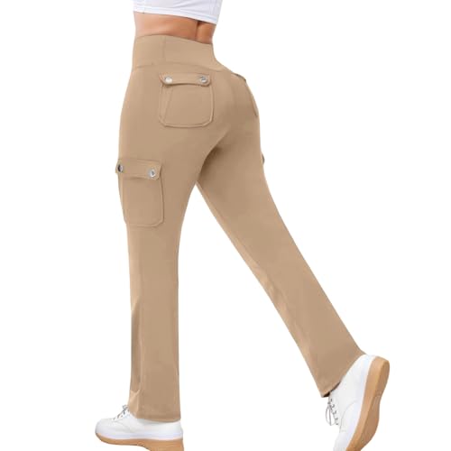 Pantalones de yoga cargo alta elasticidad y bolsillos de compresión