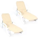 Lote 2 Tumbonas Lena Reciclable. para jardín, Patio, Piscina, Playa, terraza, áticos... Mobiliario para Interior y Exterior (Beige)