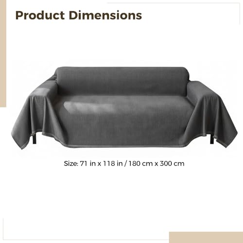 Itoyx Kratzschutz für Sofa, Dunkelgrauer Chenille-Sofabezug, extragroß (180 x 300 cm), haustierfreundlicher Möbelschutz, weicher Sofabezug, Wohnzimmerdeko