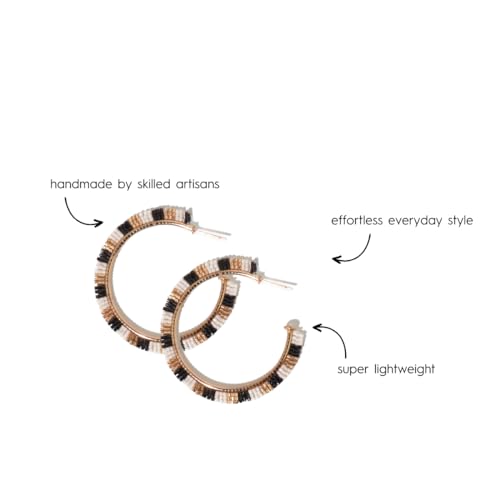 INK+ALLOY Large Beaded Hoop Earrings for Women, Nora Luxe Seed Bead Brass Statement Boho Hoops, Hypoallergenic Handmade Jewelry for the Modern Bohemian, 2-Inches4
